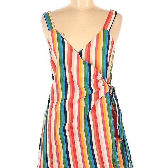 Le Lis Rainbow Linen Striped Romper size Large - Picture 4 of 8